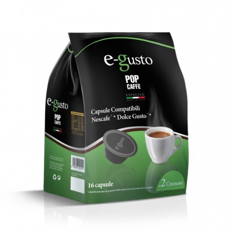 Pop Caffè Capsule E-Gusto Miscela 2 Crema Bar Compatibili Nescafè Dolce Gusto Conf 16 Pz