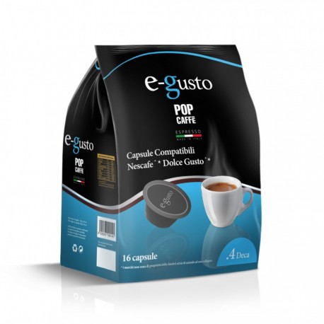 Pop Caffè Capsule E-Gusto Miscela 4 Deca Compatibili Nescafè Dolce Gusto Conf 16 Pz